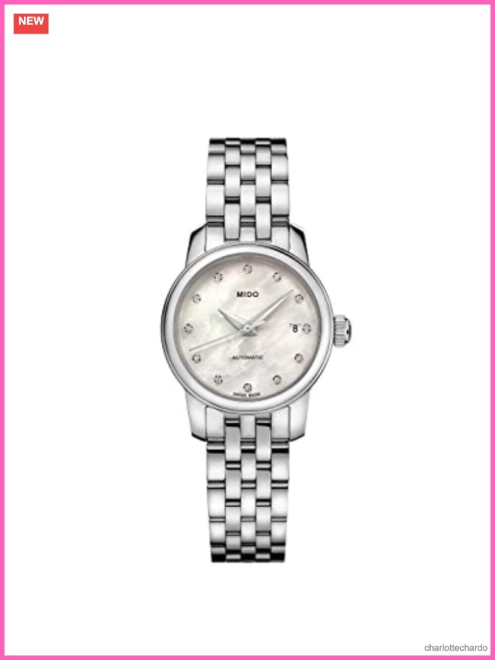 Swiss Automatic Ladies Watch 25mm Sapphire Crystal Diamond See-Through Back